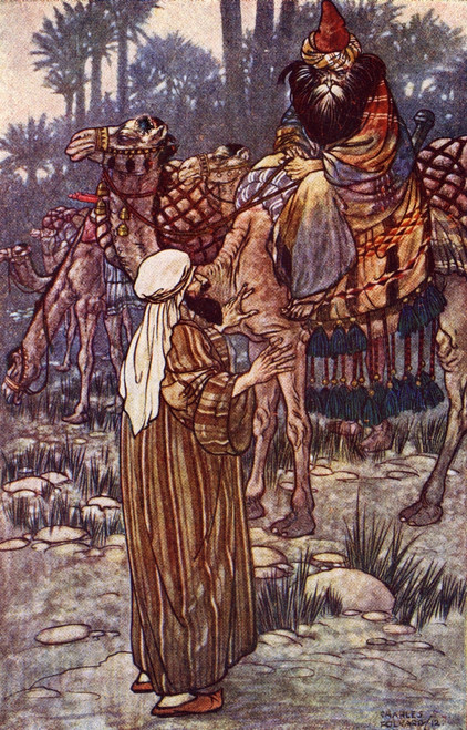 The Story of Baba Abdallah. Frontispiece illustration by Charles Folkard from the book The Arabian Nights published 1917 Poster Print by Hilary Jane Morgan / Design Pics - Item # VARDPI12320788