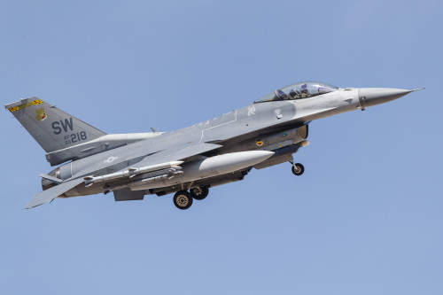 A U.S. Air Force F-16C turns on to final approach at Nellis Air Force Base, Nevada. Poster Print by Rob Edgcumbe/Stocktrek Images - Item # VARPSTRDG100258M