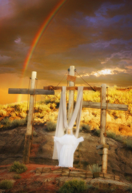 Angel At The Crosses, Rainbow In Background Poster Print by Don Hammond / Design Pics - Item # VARDPI1778072