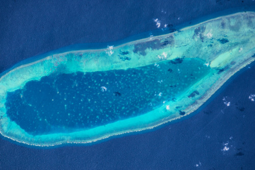 Satellite view of Parcel Islands in South China Sea, China Poster Print by Panoramic Images - Item # VARPPI181333