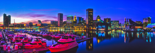 Baltimore Harbor by night, Baltimore, Maryland, USA Poster Print by Panoramic Images - Item # VARPPI173477