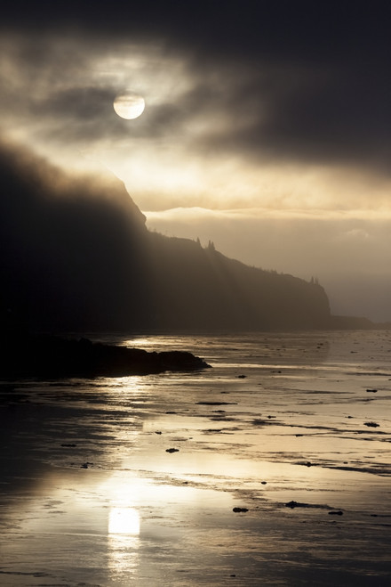 Foggy sunset over Turnagain Arm along Seward highway, Southcentral Alaska, USA Poster Print by Doug Lindstrand / Design Pics