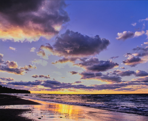 Sunset over Lake Superior, Keweenaw Peninsula, Upper Peninsula, Alger County, Michigan, USA Poster Print by Panoramic Images - Item # VARPPI168192