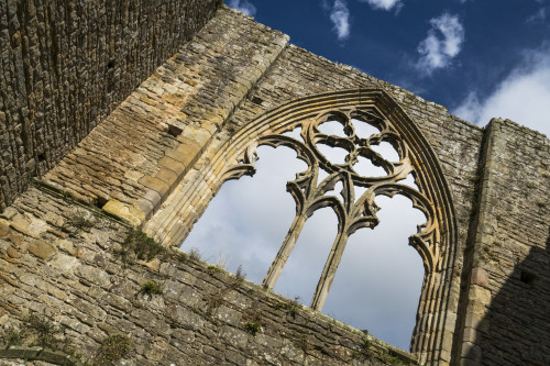 Stone facade and decorative window of a ruined building; North Yorkshire, England Poster Print by John Short / Design Pics - Item # VARDPI12324677