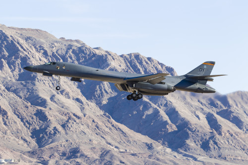 A U.S. Air Force B-1B Lancer on final approach to Nellis Air Force Base, Nevada. Poster Print by Rob Edgcumbe/Stocktrek Images - Item # VARPSTRDG100221M