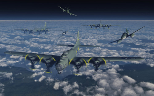 B-17 Flying Fortress bomber planes being attacked by German Me-262 fighter planes. Poster Print by Mark Stevenson/Stocktrek Images - Item # VARPSTMAS100988M