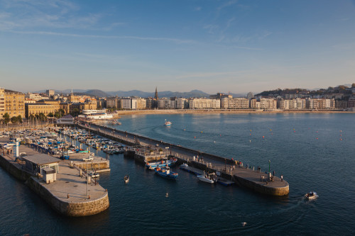 Elevated view of the waterfront at late afternoon, San Sebastian, Guipuzcoa Province, Basque Country Region, Spain Poster Print by Panoramic Images - Item # VARPPI156623 Elevated view of the waterfront at late afternoon, San Sebastian, Guipuzcoa Province, Basque Country Region, Spain Poster Print by Panoramic Images - Item # VARPPI156623