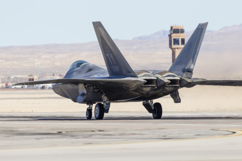 A U.S. Air Force F-22A Raptor taxiing at Nellis Air Force Base, Nevada. Poster Print by Rob Edgcumbe/Stocktrek Images - Item # VARPSTRDG100201M