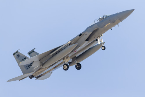 A U.S. Air Force F-15C Eagle turns on to final approach. Poster Print by Rob Edgcumbe/Stocktrek Images - Item # VARPSTRDG100273M