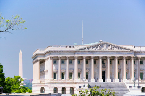 U.S. Senate side of U.S. Capitol with Washington Monument in background, Washington D.C.. Poster Print by Panoramic Images - Item # VARPPI181682
