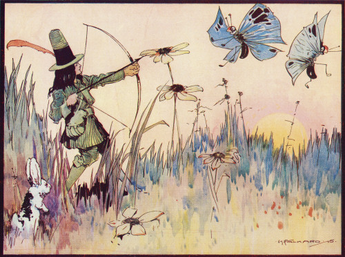 Big Game Hunting in Fairyland. From the illustration by H Folkard from the book Princess Marie-Jos_'s Children's Book published 1916. Poster Print by Hilary Jane Morgan / Design Pics - Item # VARDPI12320803