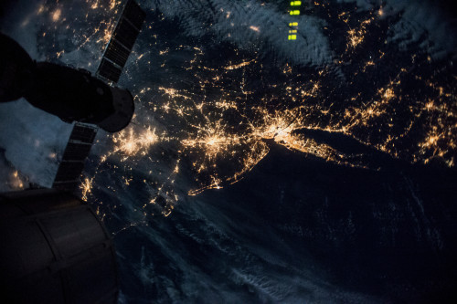 Night time satellite image of New York, USA Poster Print by Panoramic Images - Item # VARPPI181300