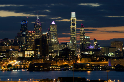 Illuminated skylines, Philadelphia, Pennsylvania, USA Poster Print by Panoramic Images - Item # VARPPI172860