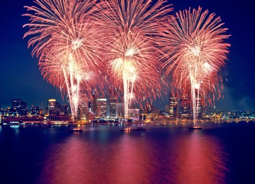 Freedom Fest Fireworks at night, Detroit, Wayne County, Michigan, USA Poster Print by Panoramic Images - Item # VARPPI173580
