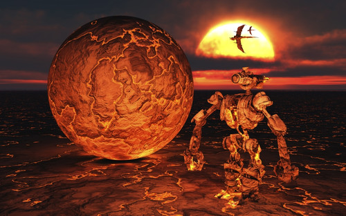 An alien giant robot making the beginnings of a planet. Poster Print by Mark Stevenson/Stocktrek Images - Item # VARPSTMAS200087S