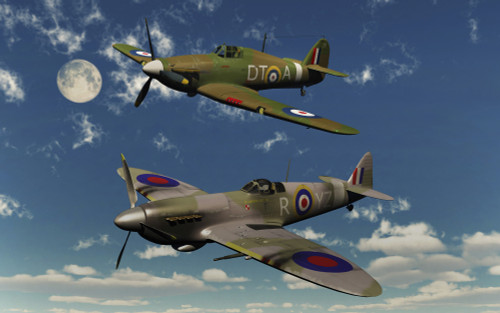 A Royal Air Force Supermarine Spitfire and Hawker Hurricane. Poster Print by Mark Stevenson/Stocktrek Images - Item # VARPSTMAS101026M