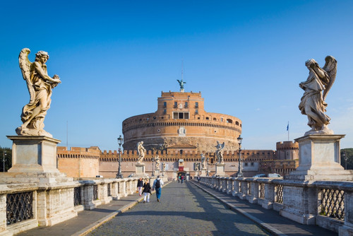 Rome, Italy. Looking across Ponte Sant'Angelo to Castel Sant'Angelo Poster Print by Panoramic Images - Item # VARPPI170258