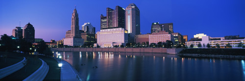 Skyscrapers at the waterfront, Scioto River, Columbus, Ohio, USA Poster Print by Panoramic Images - Item # VARPPI153036