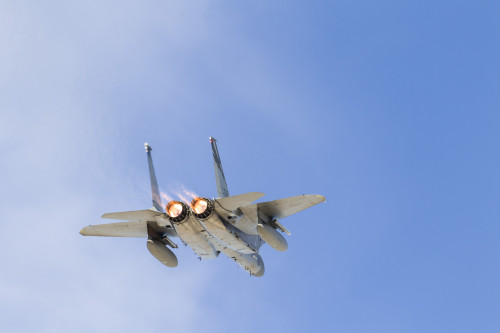 A U.S. Air Force F-15C Eagle taking off from Nellis Air Force Base, Nevada. Poster Print by Rob Edgcumbe/Stocktrek Images - Item # VARPSTRDG100180M