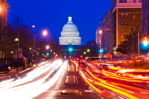 US Capitol Building at dusk, Pennsylvania Avenue, Washington DC, USA Poster Print by Panoramic Images - Item # VARPPI173747