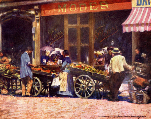 French Market Barrows. Colour illustration from the book France by Gordon Home published 1918 Poster Print by Hilary Jane Morgan / Design Pics - Item # VARDPI12320846