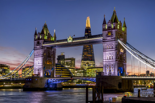 Shard with Tower Bridge at sunset; London, England Poster Print by Charles Bowman / Design Pics - Item # VARDPI12322018