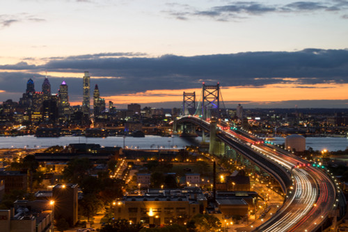 Aerial view of traffic on bridge, Philadelphia, Pennsylvania, USA Poster Print by Panoramic Images - Item # VARPPI172855