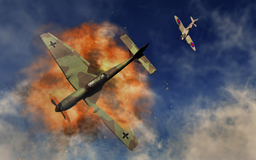 A Royal Air Force Supermarine Spitfire destroying a German Ju 87 Stuka dive bomber. Poster Print by Mark Stevenson/Stocktrek Images - Item # VARPSTMAS101010M