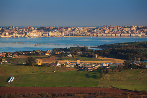 Elevated city and countryside view from Pena Cabarga mountain at dawn, Santander, Cantabria Province, Spain Poster Print by Panoramic Images - Item # VARPPI156737