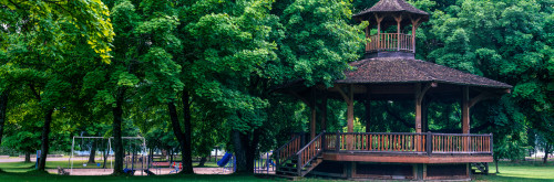 Gazebo and trees in a playground, Kaslo, British Columbia, Canada Poster Print by Panoramic Images - Item # VARPPI174106