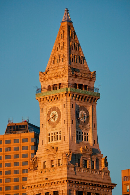 Commerce House Tower and Boston Skyline at sunrise as photographed from Lewis Wharf, Boston, MA Poster Print by Panoramic Images - Item # VARPPI182013