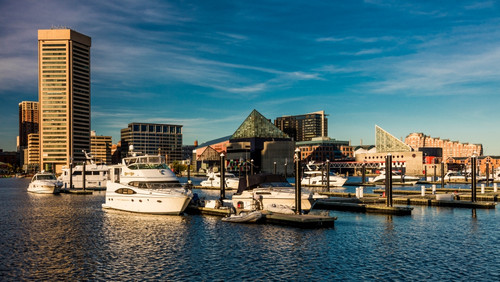 Panoramic view of Baltimore Inner Harbour, Maryland Poster Print by Panoramic Images - Item # VARPPI182634
