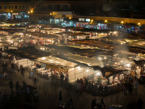 Elevated view of the Jemaa el-Fna at night, Marrakesh, Morocco Poster Print by Panoramic Images - Item # VARPPI154746