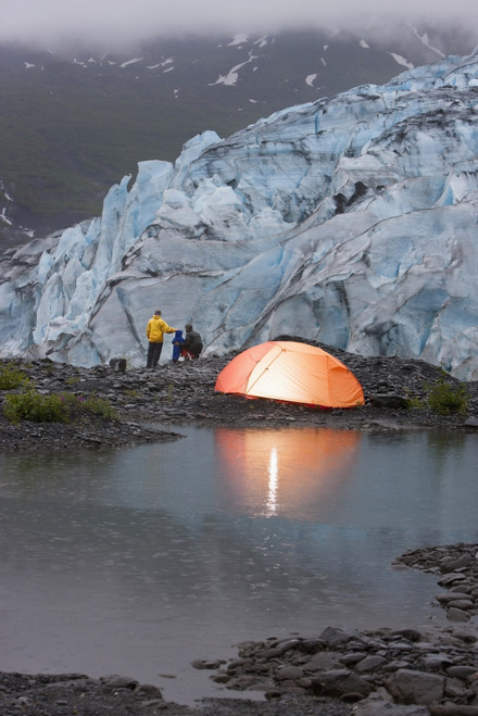 People Tent Camping At The Shoup Glacier Overlook, Shoup Bay State Marine Park, Prince William Sound, Southcentral Alaska Poster Print by Kevin G. Smith / Design Pics - Item # VARDPI2115905