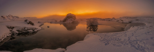 Winter sunset and fog over Lake Myvatn, Iceland Poster Print by Panoramic Images - Item # VARPPI171202