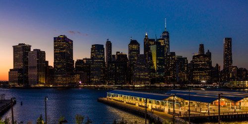 Manhattan Skyline, NY, NY at Sunset Poster Print by Panoramic Images - Item # VARPPI182575