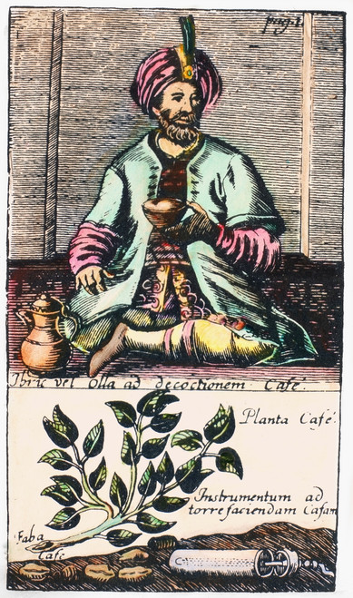 Turkey: Coffee, 1688. /Na Turkish Man Drinking Coffee, And, In The Lower Panel, A Turkish Coffee Mill Lying Beside A Coffee Plant. Line Engraving, German, 1688. Poster Print by Granger Collection - Item # VARGRC0085518