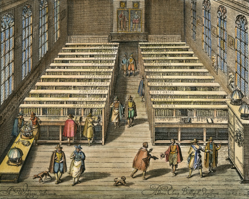 Leyden: Library, 1610. /Ninterior Of The Library Of The University Of Leyden In The Netherlands. Colored Engraving, 1610, By Jan Cornelis Woudanus. Poster Print by Granger Collection - Item # VARGRC0008956