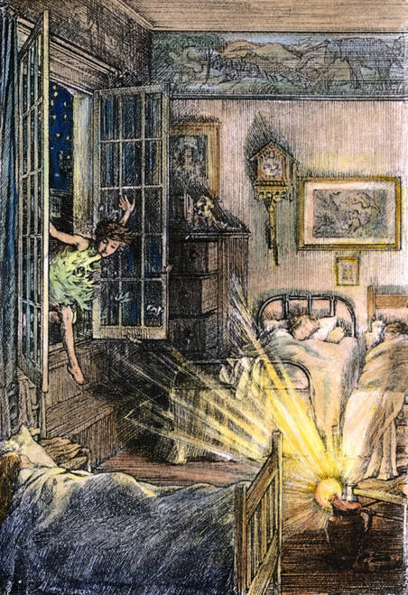 Barrie: Peter Pan, 1911.  /Npeter Flies Into The Nursery. Drawing By Francis D. Bedford For The 1911 Edition Of J.M. Barrie'S 'Peter Pan.' Poster Print by Granger Collection - Item # VARGRC0031920