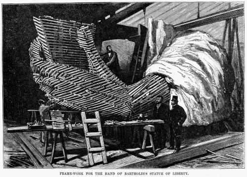 Statue Of Liberty. /Nframework For The Hands Of Bartholdi'S Statue. Wood Engraving, 1883. Poster Print by Granger Collection - Item # VARGRC0092421