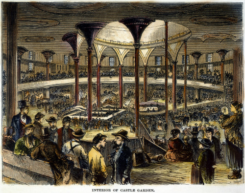 Immigrants, Castle Garden. /Ninterior Of Castle Garden, New York, At The Southern Tip Of Manhattan Island, The Main Arrival Station For Europeans From 1855 To 1890. Wood Engraving, 1871. Poster Print by Granger Collection - Item # VARGRC0064766