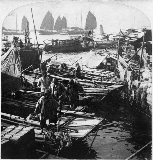 China: Hong Kong, C1896. /Na View Of The Harbor With Several Men In The Foreground Disembarking, Hong Kong, China. Stereograph, C1896. Poster Print by Granger Collection - Item # VARGRC0116768