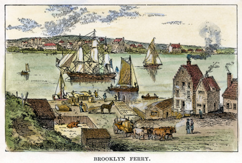 Brooklyn Ferry, C1765. /Nthe Brooklyn Ferry In The Mid-18Th Century. Line Engraving. Poster Print by Granger Collection - Item # VARGRC0057458