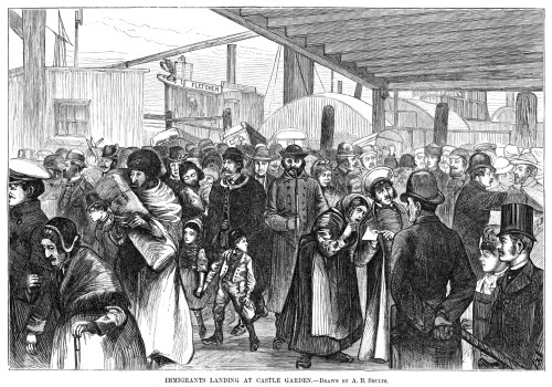 New York: Immigrants, 1880. /Neuropean Immigrants Arriving At Castle Garden, New York City. Wood Engraving, American, 1875. Poster Print by Granger Collection - Item # VARGRC0370072
