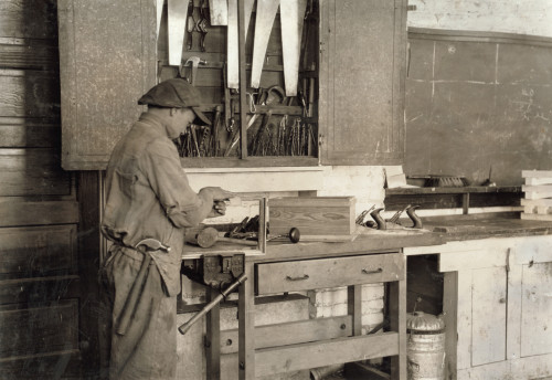 Vocational School, 1917. /Nstudent Working At Pauls Valley Training School, Pauls Valley, Oklahoma. Photograph By Lewis Hine, April 1917. Poster Print by Granger Collection - Item # VARGRC0131529