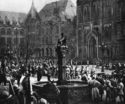 World War I: Review./Ngeneral Leconte Of The French 33Rd Army Corps Reviewing His Troops In Wiesbaden As They March Toward Mayence, Germany. Photograph, C1918. Poster Print by Granger Collection - Item # VARGRC0409193