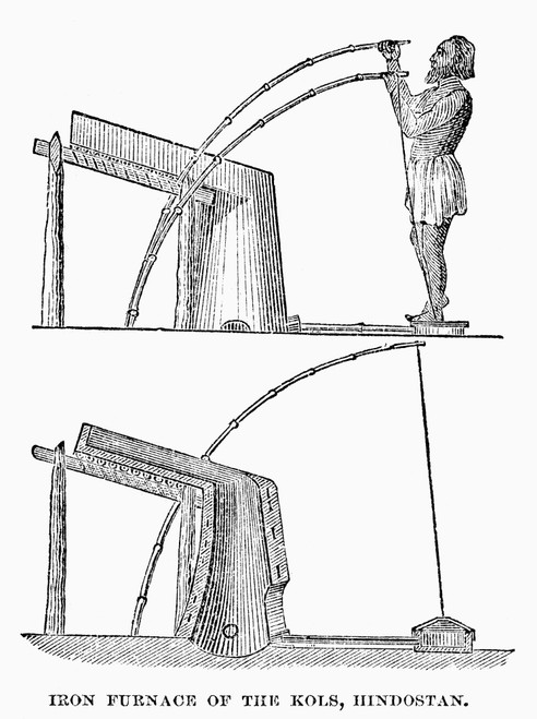 India: Iron Furnace. /Niron Furnace Of The Kols, Hindustan, India. Line Engraving, 19Th Century. Poster Print by Granger Collection - Item # VARGRC0102338