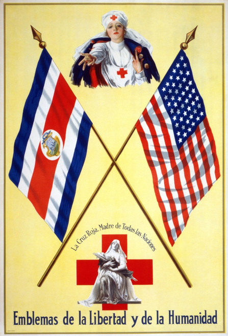 Red Cross Poster, C1917. /Nposter For The American Red Cross With Nurses Between The Flags Of America And Costa Rica. Lithograph, C1917. Poster Print by Granger Collection - Item # VARGRC0162739