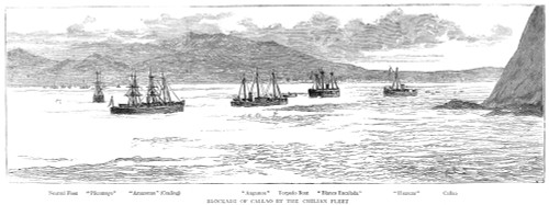 Peru: Blockade, 1880. /Nthe Blockade Of Callao, Peru, By The Chilean Navy In 1880 During The War Of The Pacific. Contemporary Wood Engraving. Poster Print by Granger Collection - Item # VARGRC0082192