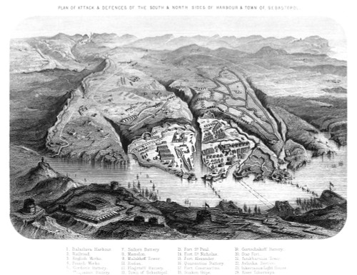 Crimean War: Sevastopol. /Nplan Of Attack And Defenses Of The South And North Sides Of The Harbour And Town Of Sevastopol. Contemporary Engraving. Poster Print by Granger Collection - Item # VARGRC0082109
